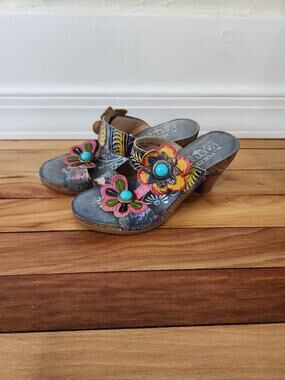 L'Artiste By Spring Step Boho Chunky Festival Sandals Shoes Womens 36/ 6